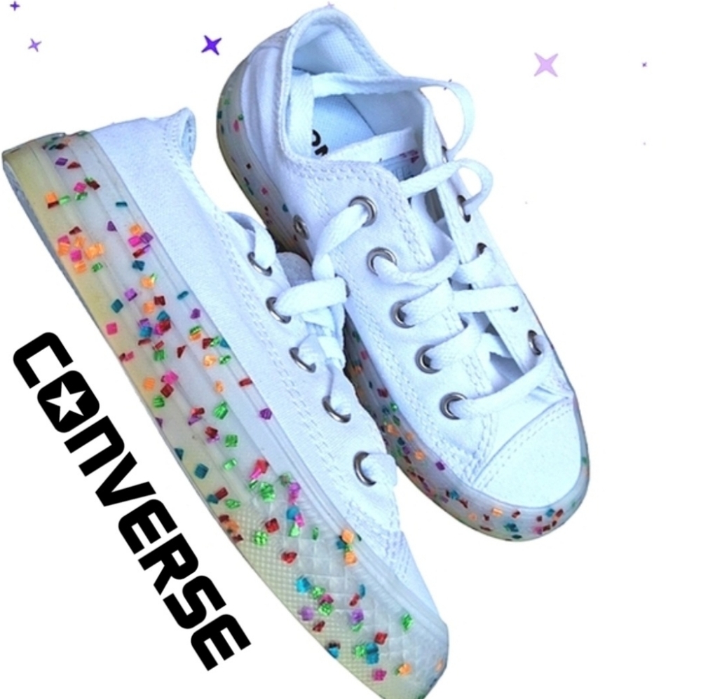 CONVERSE All Star Chuck Taylor Confetti Rainbow Toddler Youth Sneakers NWT